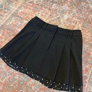 H&M Black Mini Skirt with Polka Dot Trim